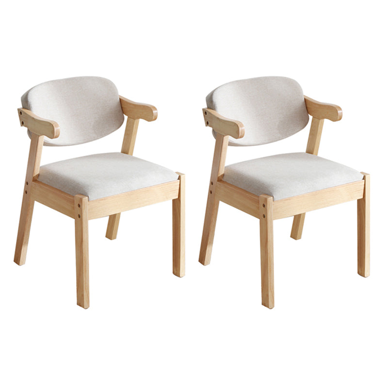 Contemporary Style Wooden Dining Chairs Open Back Dining Arm Chairs for Kitchen Off-White 2 Piece Set Clearhalo ' kitchen&dining_furn' 'Dining Chairs' 'Dining Tables & Seating' 'dining_chair' 'furn' 'furn_dining_chair' 'Furniture' 'furniture_dining_chair' 'Kitchen & Dining Furniture' 'kitchen' 4118815