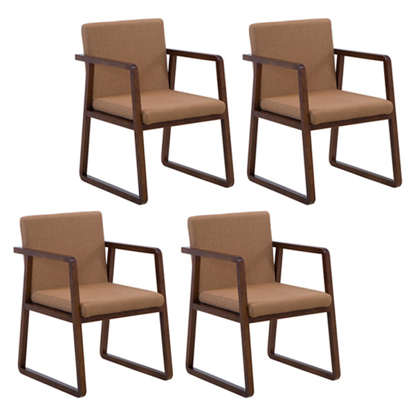 Contemporary Style Dining Side Chair Wooden Dining Arm Chairs for Kitchen Brown-Khaki 4 Piece Set Clearhalo ' kitchen&dining_furn' 'Dining Chairs' 'Dining Tables & Seating' 'dining_chair' 'furn' 'furn_dining_chair' 'Furniture' 'furniture_dining_chair' 'Kitchen & Dining Furniture' 'kitchen' 4118859