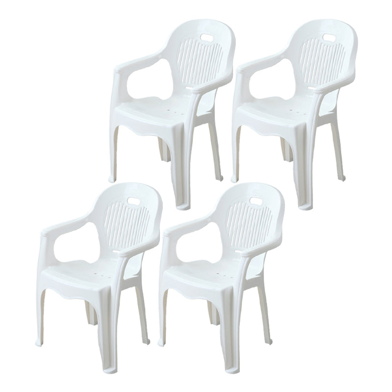 Modern Plastic Dining Room Chair Stacking Dining Arm Chair for Restaurant White 4 Piece Set Clearhalo ' kitchen&dining_furn' 'Dining Chairs' 'Dining Tables & Seating' 'dining_chair' 'furn' 'furn_dining_chair' 'Furniture' 'furniture_dining_chair' 'Kitchen & Dining Furniture' 'kitchen' 4118894