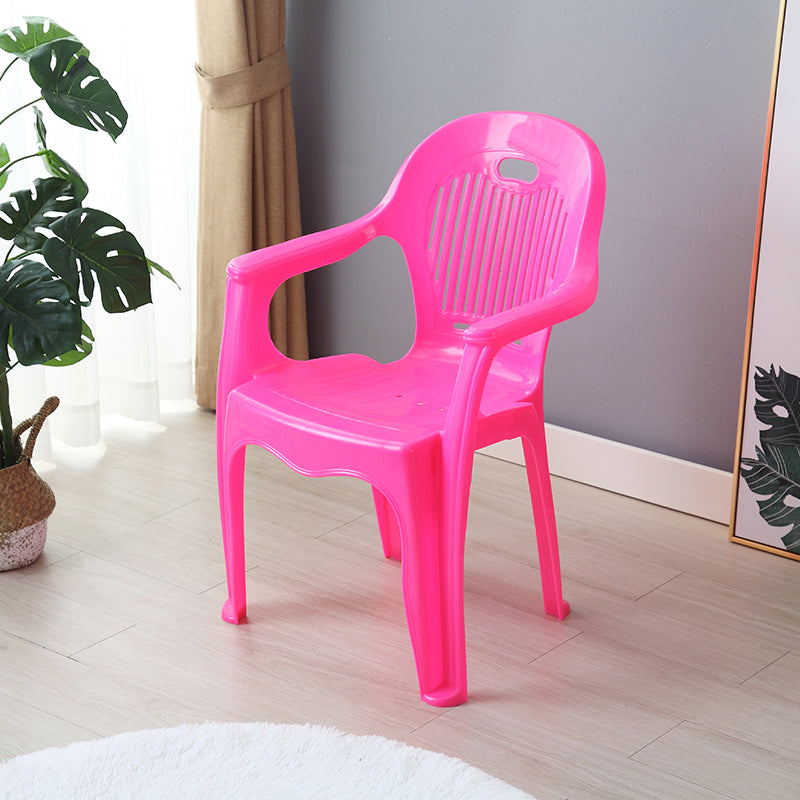 Modern Plastic Dining Room Chair Stacking Dining Arm Chair for Restaurant Pink 1 Piece Clearhalo ' kitchen&dining_furn' 'Dining Chairs' 'Dining Tables & Seating' 'dining_chair' 'furn' 'furn_dining_chair' 'Furniture' 'furniture_dining_chair' 'Kitchen & Dining Furniture' 'kitchen' 4118903