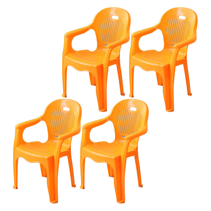 Modern Plastic Dining Room Chair Stacking Dining Arm Chair for Restaurant Orange 4 Piece Set Clearhalo ' kitchen&dining_furn' 'Dining Chairs' 'Dining Tables & Seating' 'dining_chair' 'furn' 'furn_dining_chair' 'Furniture' 'furniture_dining_chair' 'Kitchen & Dining Furniture' 'kitchen' 4118910