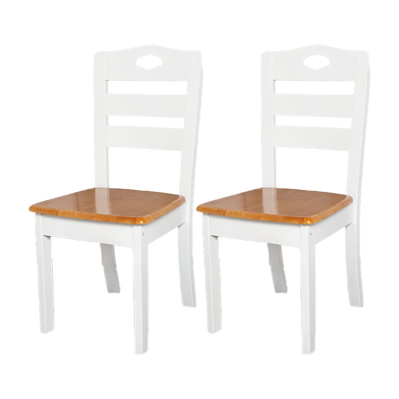 Home Armless Dining Chairs Ladder Back Side Chair with Wood Legs (Set of 2) White-Wood Clearhalo ' kitchen&dining_furn' 'Dining Chairs' 'Dining Tables & Seating' 'dining_chair' 'furn' 'furn_dining_chair' 'Furniture' 'furniture_dining_chair' 'Kitchen & Dining Furniture' 'kitchen' 4118914