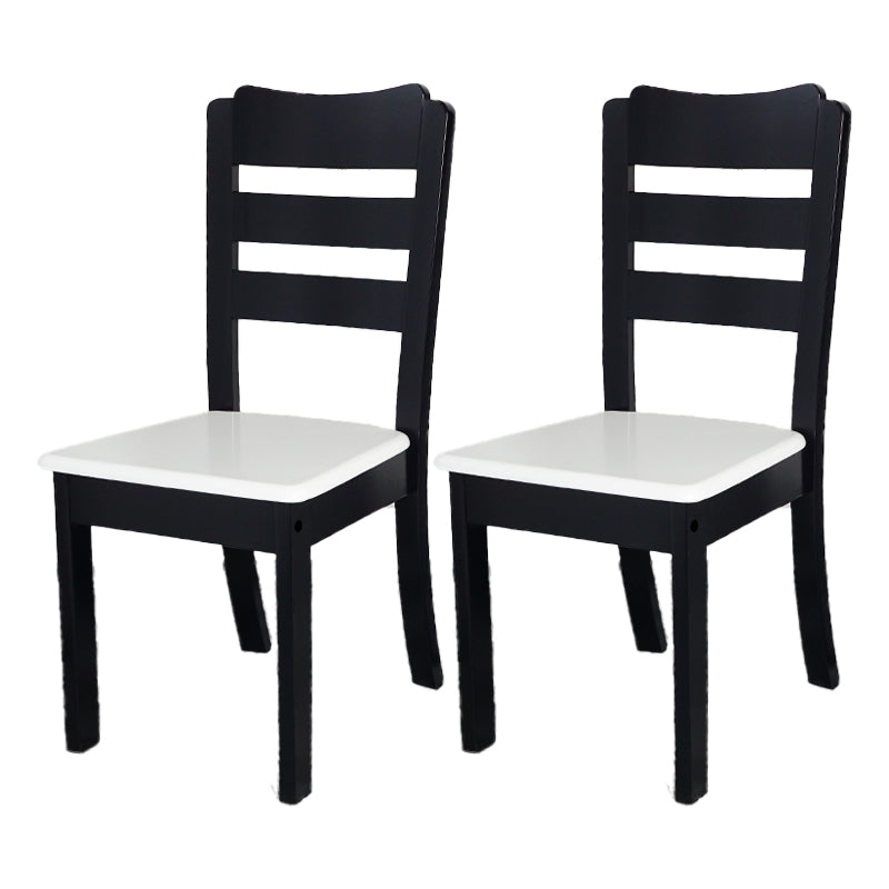 Home Armless Dining Chairs Ladder Back Side Chair with Wood Legs (Set of 2) Black-White Clearhalo ' kitchen&dining_furn' 'Dining Chairs' 'Dining Tables & Seating' 'dining_chair' 'furn' 'furn_dining_chair' 'Furniture' 'furniture_dining_chair' 'Kitchen & Dining Furniture' 'kitchen' 4118918