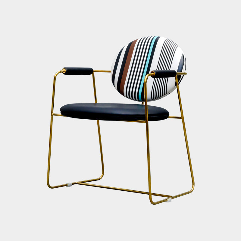 Scandinavian Style Metal Dining Chair Open Back Arm Single Dining Side Chair Black Clearhalo ' kitchen&dining_furn' 'Dining Chairs' 'Dining Tables & Seating' 'dining_chair' 'furn' 'furn_dining_chair' 'Furniture' 'furniture_dining_chair' 'Kitchen & Dining Furniture' 'kitchen' 4118928