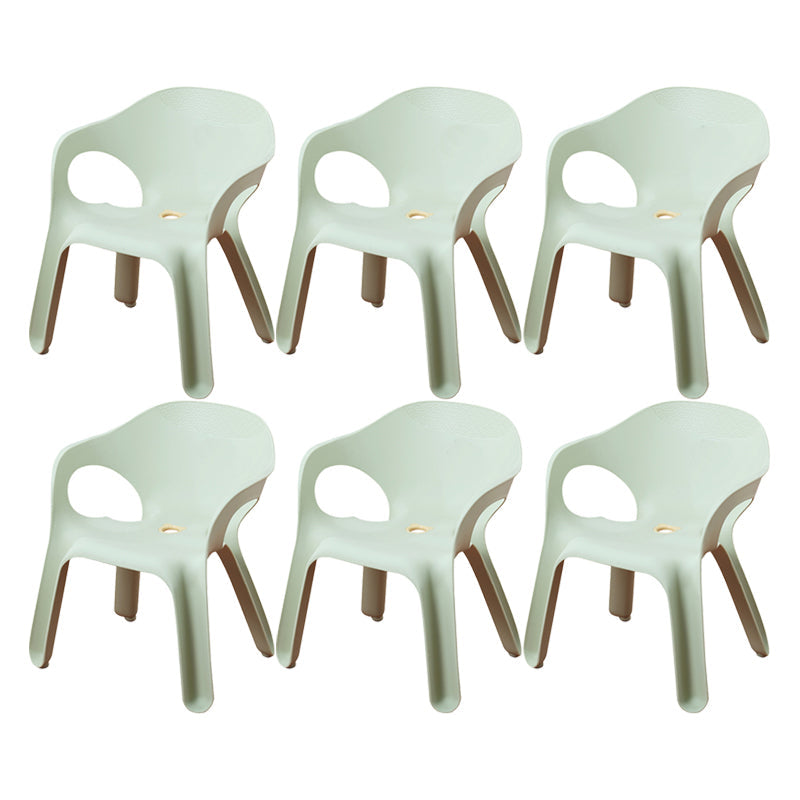 Minimalist Style Stacking Dining Arm Chairs Plastic Solid Back Dining Side Chair for Home Use Green 6 Piece Set Clearhalo ' kitchen&dining_furn' 'Dining Chairs' 'Dining Tables & Seating' 'dining_chair' 'furn' 'furn_dining_chair' 'Furniture' 'furniture_dining_chair' 'Kitchen & Dining Furniture' 'kitchen' 4118944