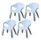 Minimalist Style Stacking Dining Arm Chairs Plastic Solid Back Dining Side Chair for Home Use Blue 4 Piece Set Clearhalo ' kitchen&dining_furn' 'Dining Chairs' 'Dining Tables & Seating' 'dining_chair' 'furn' 'furn_dining_chair' 'Furniture' 'furniture_dining_chair' 'Kitchen & Dining Furniture' 'kitchen' 4118947