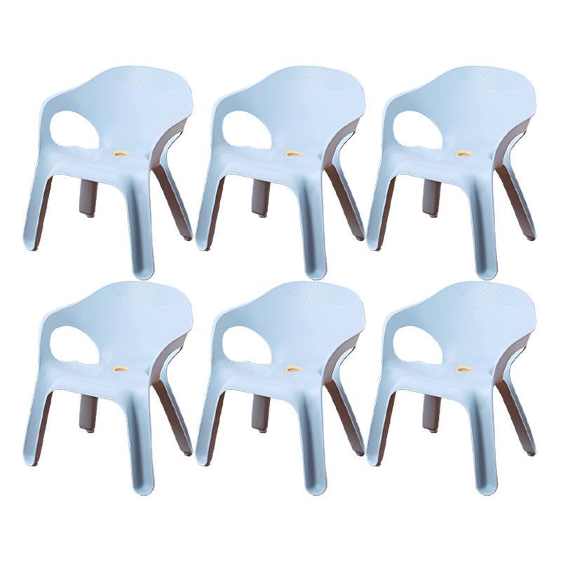 Minimalist Style Stacking Dining Arm Chairs Plastic Solid Back Dining Side Chair for Home Use Blue 6 Piece Set Clearhalo ' kitchen&dining_furn' 'Dining Chairs' 'Dining Tables & Seating' 'dining_chair' 'furn' 'furn_dining_chair' 'Furniture' 'furniture_dining_chair' 'Kitchen & Dining Furniture' 'kitchen' 4118949