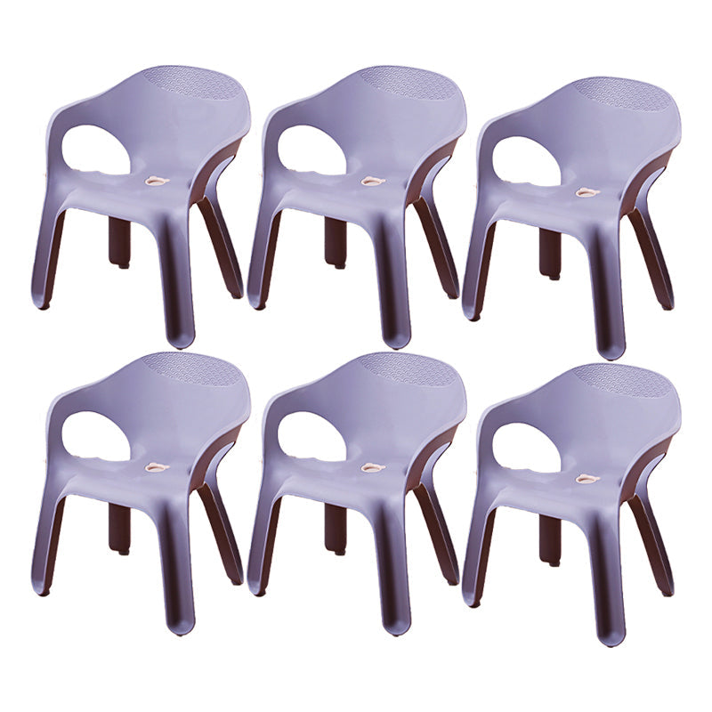 Minimalist Style Stacking Dining Arm Chairs Plastic Solid Back Dining Side Chair for Home Use Purple 6 Piece Set Clearhalo ' kitchen&dining_furn' 'Dining Chairs' 'Dining Tables & Seating' 'dining_chair' 'furn' 'furn_dining_chair' 'Furniture' 'furniture_dining_chair' 'Kitchen & Dining Furniture' 'kitchen' 4118956