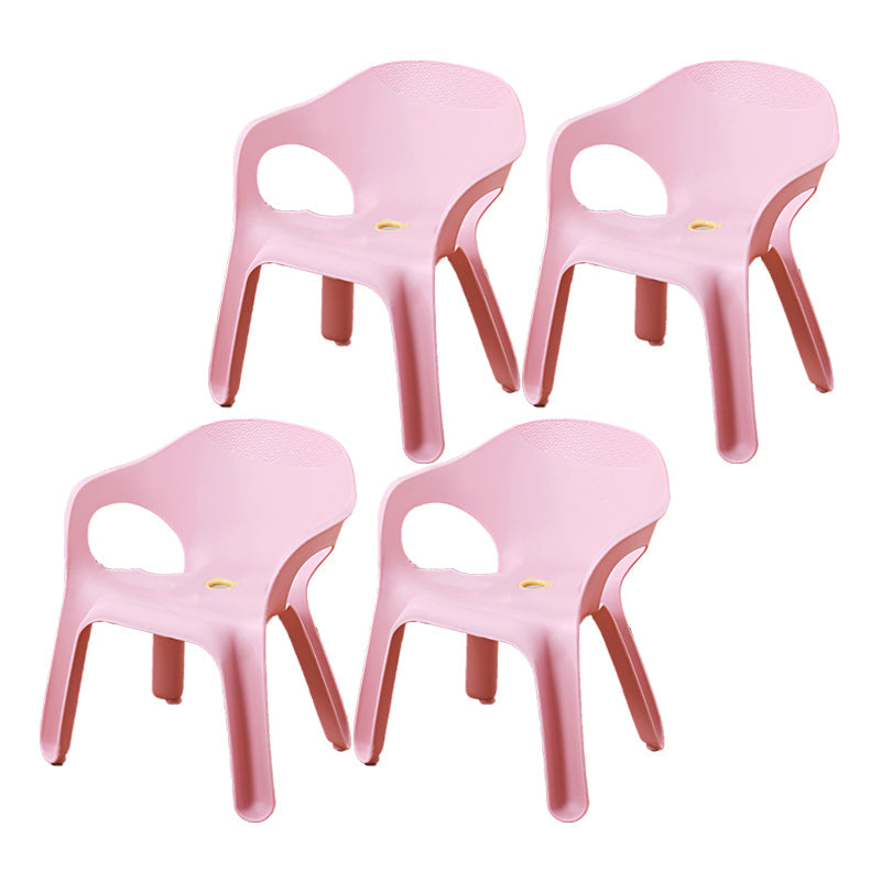 Minimalist Style Stacking Dining Arm Chairs Plastic Solid Back Dining Side Chair for Home Use Pink 4 Piece Set Clearhalo ' kitchen&dining_furn' 'Dining Chairs' 'Dining Tables & Seating' 'dining_chair' 'furn' 'furn_dining_chair' 'Furniture' 'furniture_dining_chair' 'Kitchen & Dining Furniture' 'kitchen' 4118959