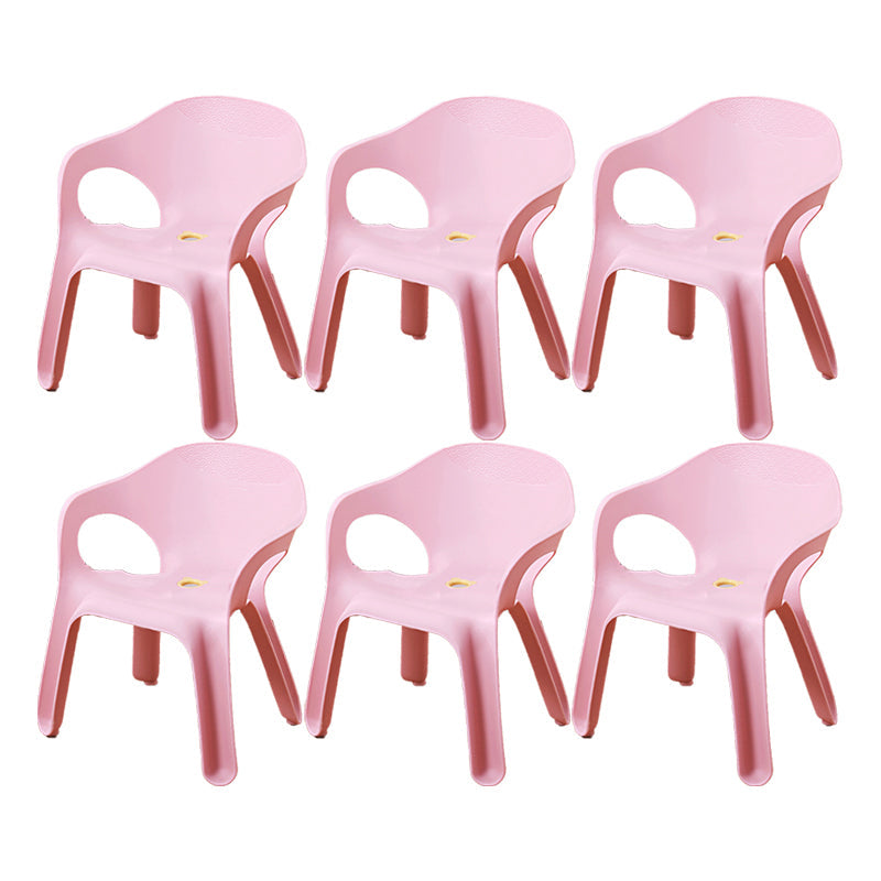 Minimalist Style Stacking Dining Arm Chairs Plastic Solid Back Dining Side Chair for Home Use Pink 6 Piece Set Clearhalo ' kitchen&dining_furn' 'Dining Chairs' 'Dining Tables & Seating' 'dining_chair' 'furn' 'furn_dining_chair' 'Furniture' 'furniture_dining_chair' 'Kitchen & Dining Furniture' 'kitchen' 4118960