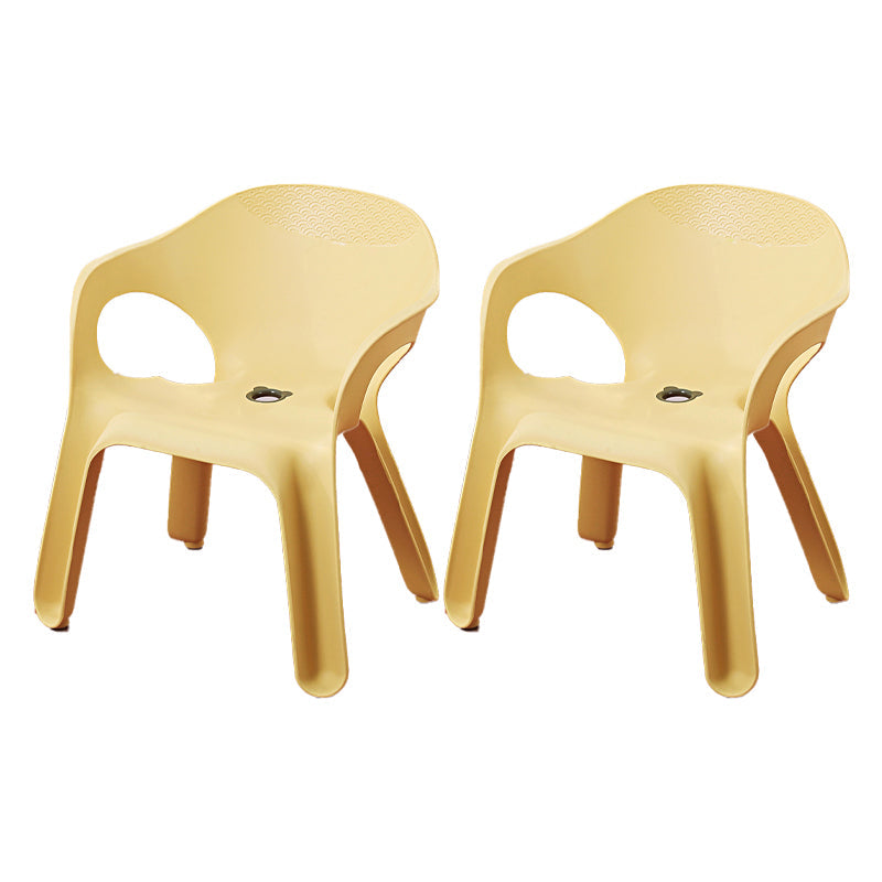 Minimalist Style Stacking Dining Arm Chairs Plastic Solid Back Dining Side Chair for Home Use Yellow 2 Piece Set Clearhalo ' kitchen&dining_furn' 'Dining Chairs' 'Dining Tables & Seating' 'dining_chair' 'furn' 'furn_dining_chair' 'Furniture' 'furniture_dining_chair' 'Kitchen & Dining Furniture' 'kitchen' 4118961
