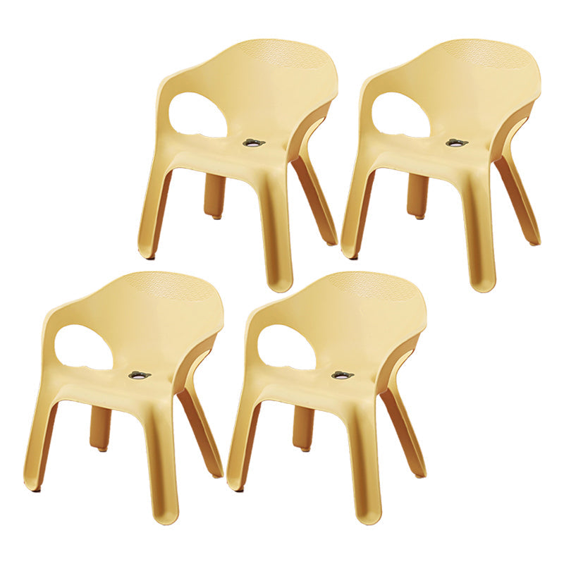 Minimalist Style Stacking Dining Arm Chairs Plastic Solid Back Dining Side Chair for Home Use Yellow 4 Piece Set Clearhalo ' kitchen&dining_furn' 'Dining Chairs' 'Dining Tables & Seating' 'dining_chair' 'furn' 'furn_dining_chair' 'Furniture' 'furniture_dining_chair' 'Kitchen & Dining Furniture' 'kitchen' 4118962