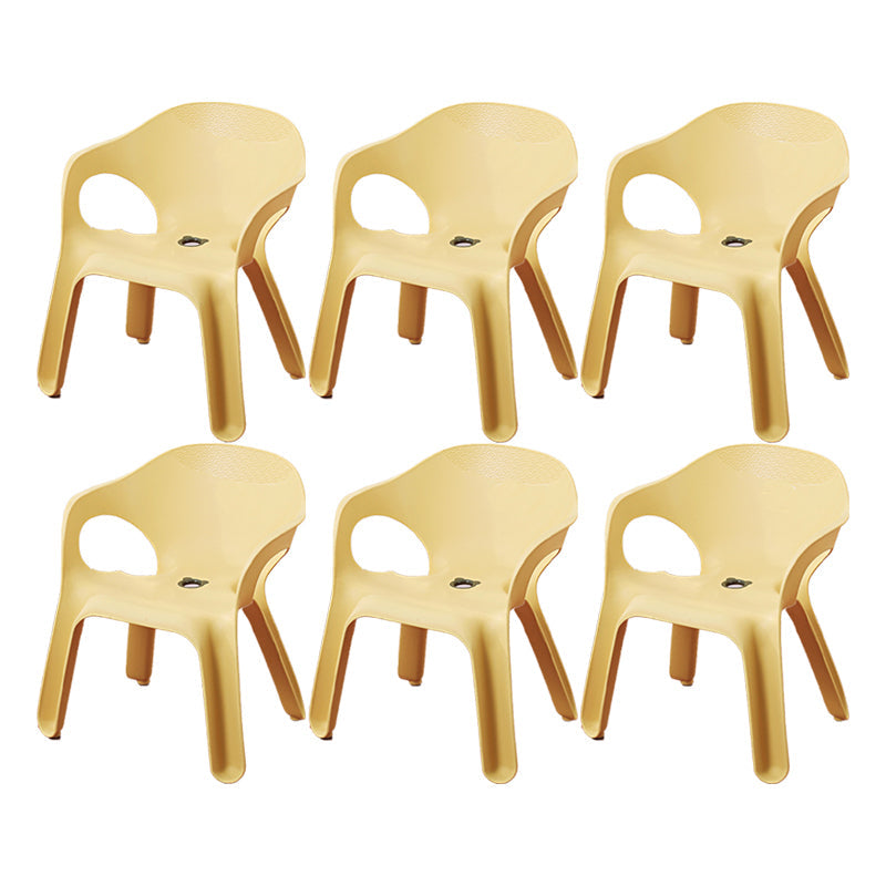 Minimalist Style Stacking Dining Arm Chairs Plastic Solid Back Dining Side Chair for Home Use Yellow 6 Piece Set Clearhalo ' kitchen&dining_furn' 'Dining Chairs' 'Dining Tables & Seating' 'dining_chair' 'furn' 'furn_dining_chair' 'Furniture' 'furniture_dining_chair' 'Kitchen & Dining Furniture' 'kitchen' 4118963