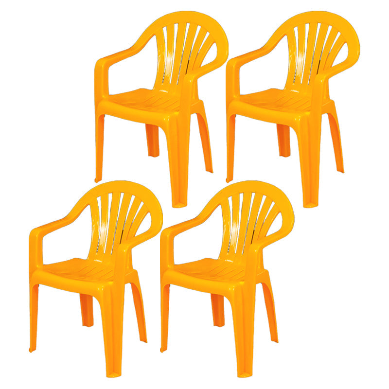 Contemporary Style Plastic Dining Chair Dining Arm Side Chair for Kitchen Yellow 4 Piece Set Clearhalo ' kitchen&dining_furn' 'Dining Chairs' 'Dining Tables & Seating' 'dining_chair' 'furn' 'furn_dining_chair' 'Furniture' 'furniture_dining_chair' 'Kitchen & Dining Furniture' 'kitchen' 4118981
