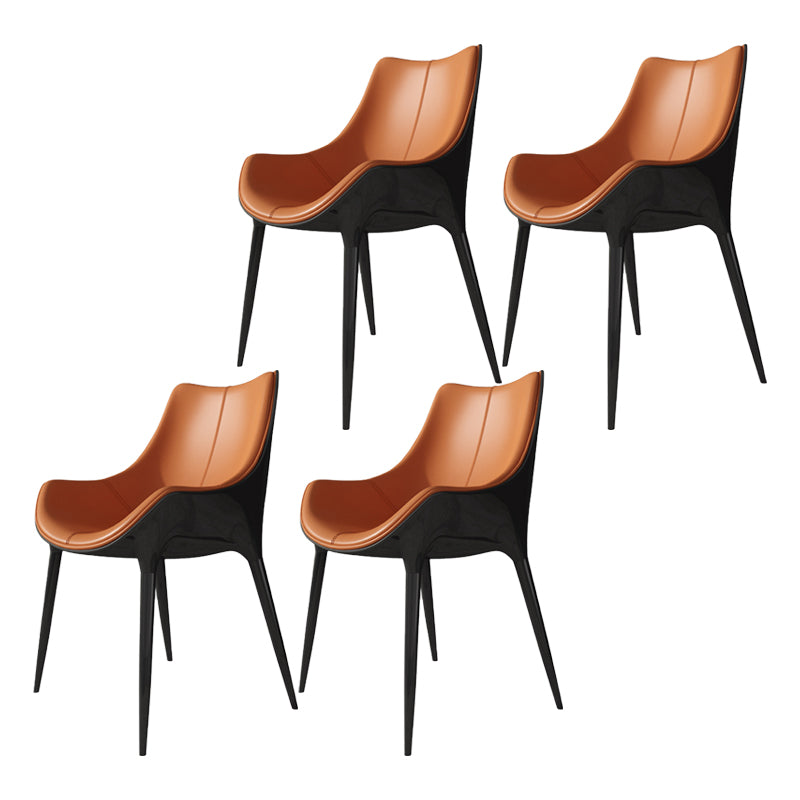Contemporary Style Dining Chairs Kitchen Arm Side Chairs with Metal Legs Orange 4 Piece Set Clearhalo ' kitchen&dining_furn' 'Dining Chairs' 'Dining Tables & Seating' 'dining_chair' 'furn' 'furn_dining_chair' 'Furniture' 'furniture_dining_chair' 'Kitchen & Dining Furniture' 'kitchen' 4118996