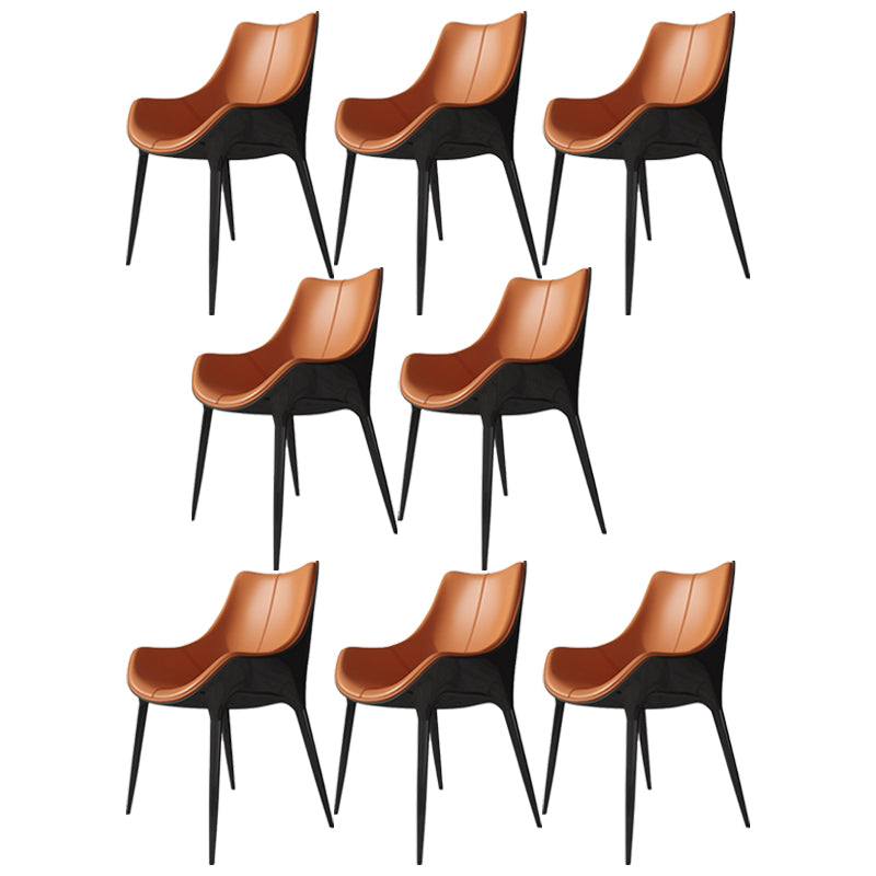 Contemporary Style Dining Chairs Kitchen Arm Side Chairs with Metal Legs Orange 8 Piece Set Clearhalo ' kitchen&dining_furn' 'Dining Chairs' 'Dining Tables & Seating' 'dining_chair' 'furn' 'furn_dining_chair' 'Furniture' 'furniture_dining_chair' 'Kitchen & Dining Furniture' 'kitchen' 4118997