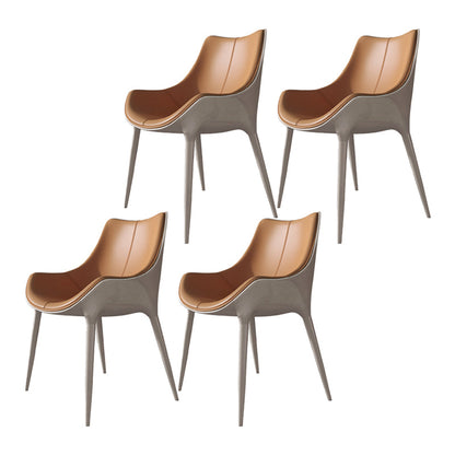 Contemporary Style Dining Chairs Kitchen Arm Side Chairs with Metal Legs Light Yellow 4 Piece Set Clearhalo ' kitchen&dining_furn' 'Dining Chairs' 'Dining Tables & Seating' 'dining_chair' 'furn' 'furn_dining_chair' 'Furniture' 'furniture_dining_chair' 'Kitchen & Dining Furniture' 'kitchen' 4118999