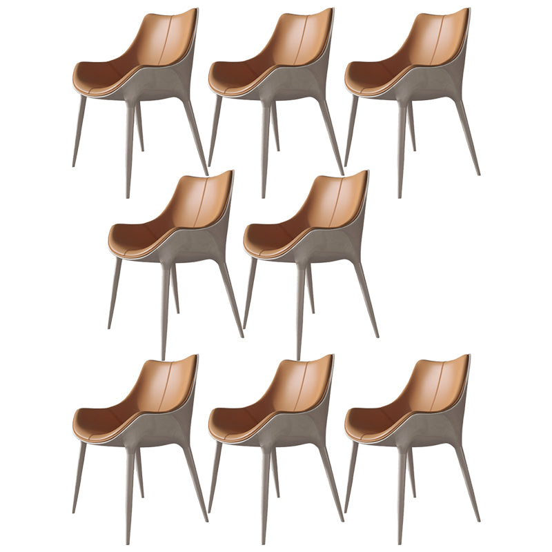 Contemporary Style Dining Chairs Kitchen Arm Side Chairs with Metal Legs Light Yellow 8 Piece Set Clearhalo ' kitchen&dining_furn' 'Dining Chairs' 'Dining Tables & Seating' 'dining_chair' 'furn' 'furn_dining_chair' 'Furniture' 'furniture_dining_chair' 'Kitchen & Dining Furniture' 'kitchen' 4119001