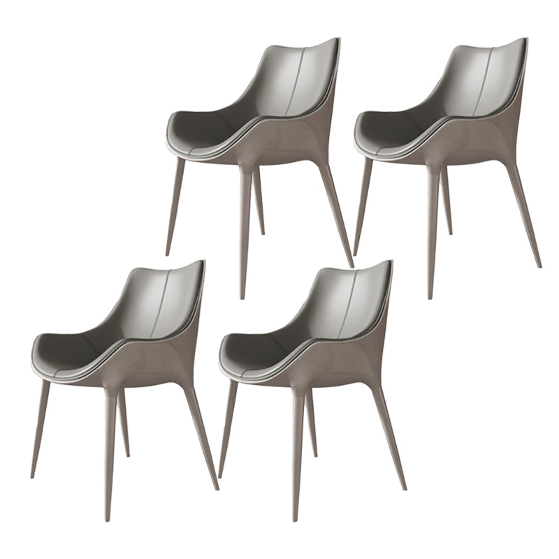 Contemporary Style Dining Chairs Kitchen Arm Side Chairs with Metal Legs Light Gray 4 Piece Set Clearhalo ' kitchen&dining_furn' 'Dining Chairs' 'Dining Tables & Seating' 'dining_chair' 'furn' 'furn_dining_chair' 'Furniture' 'furniture_dining_chair' 'Kitchen & Dining Furniture' 'kitchen' 4119003