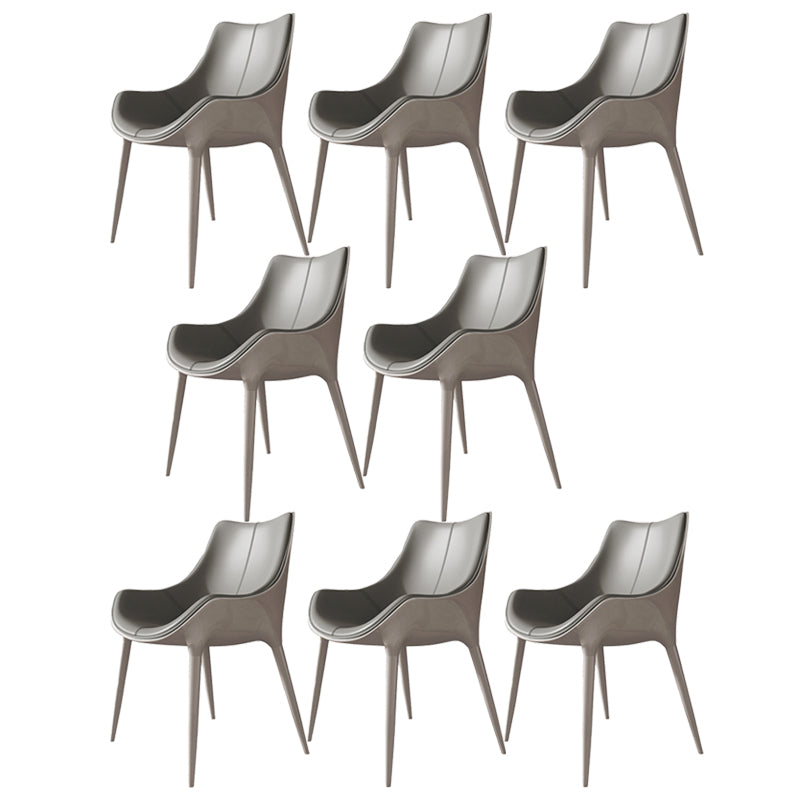 Contemporary Style Dining Chairs Kitchen Arm Side Chairs with Metal Legs Light Gray 8 Piece Set Clearhalo ' kitchen&dining_furn' 'Dining Chairs' 'Dining Tables & Seating' 'dining_chair' 'furn' 'furn_dining_chair' 'Furniture' 'furniture_dining_chair' 'Kitchen & Dining Furniture' 'kitchen' 4119005