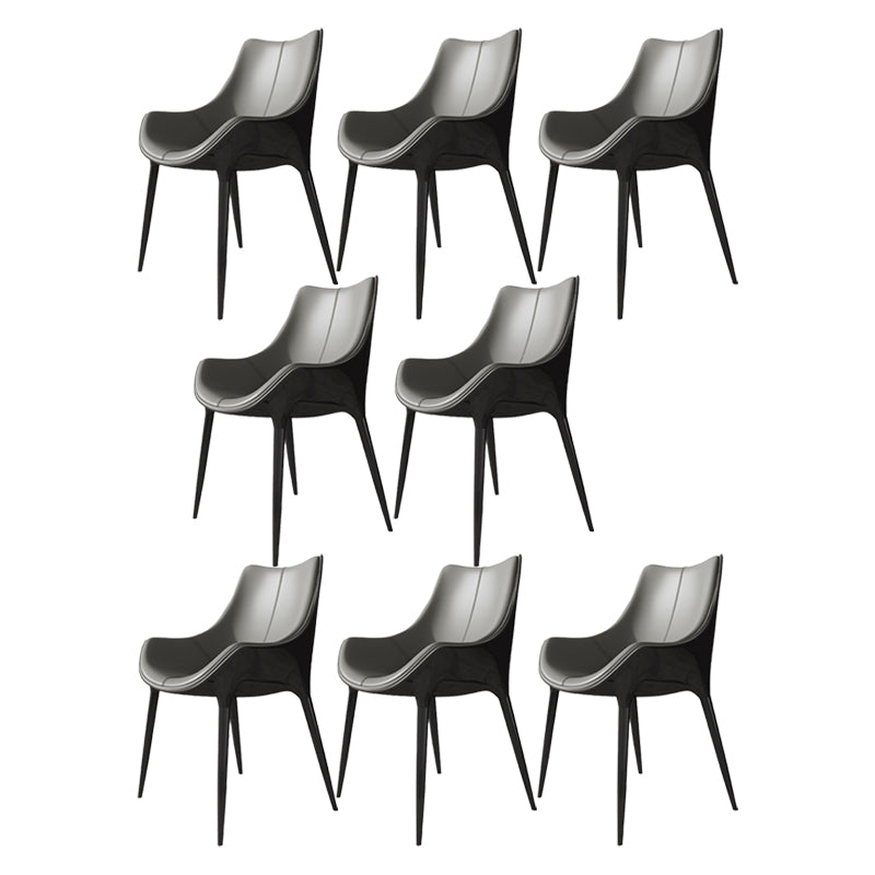 Contemporary Style Dining Chairs Kitchen Arm Side Chairs with Metal Legs Grey 8 Piece Set Clearhalo ' kitchen&dining_furn' 'Dining Chairs' 'Dining Tables & Seating' 'dining_chair' 'furn' 'furn_dining_chair' 'Furniture' 'furniture_dining_chair' 'Kitchen & Dining Furniture' 'kitchen' 4119009