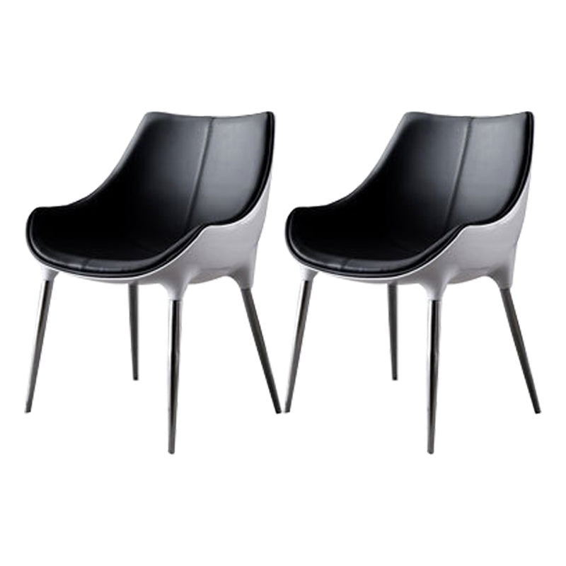 Contemporary Style Dining Chairs Kitchen Arm Side Chair with Metal Legs (Set of 2) Black Clearhalo ' kitchen&dining_furn' 'Dining Chairs' 'Dining Tables & Seating' 'dining_chair' 'furn' 'furn_dining_chair' 'Furniture' 'furniture_dining_chair' 'Kitchen & Dining Furniture' 'kitchen' 4119013