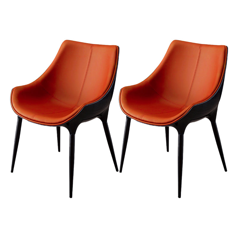 Contemporary Style Dining Chairs Kitchen Arm Side Chair with Metal Legs (Set of 2) Orange Clearhalo ' kitchen&dining_furn' 'Dining Chairs' 'Dining Tables & Seating' 'dining_chair' 'furn' 'furn_dining_chair' 'Furniture' 'furniture_dining_chair' 'Kitchen & Dining Furniture' 'kitchen' 4119016