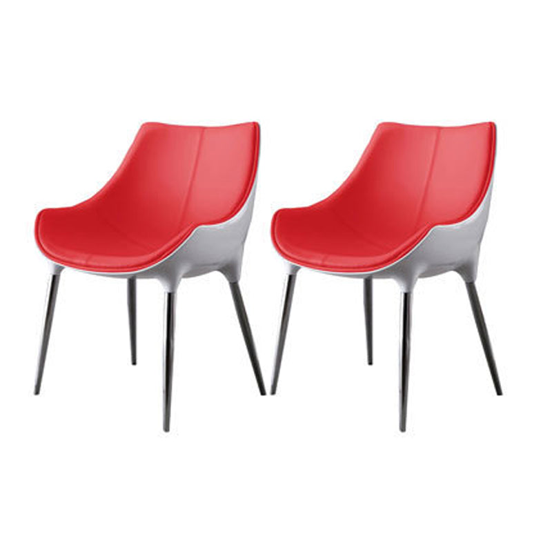 Contemporary Style Dining Chairs Kitchen Arm Side Chair with Metal Legs (Set of 2) Red Clearhalo ' kitchen&dining_furn' 'Dining Chairs' 'Dining Tables & Seating' 'dining_chair' 'furn' 'furn_dining_chair' 'Furniture' 'furniture_dining_chair' 'Kitchen & Dining Furniture' 'kitchen' 4119020