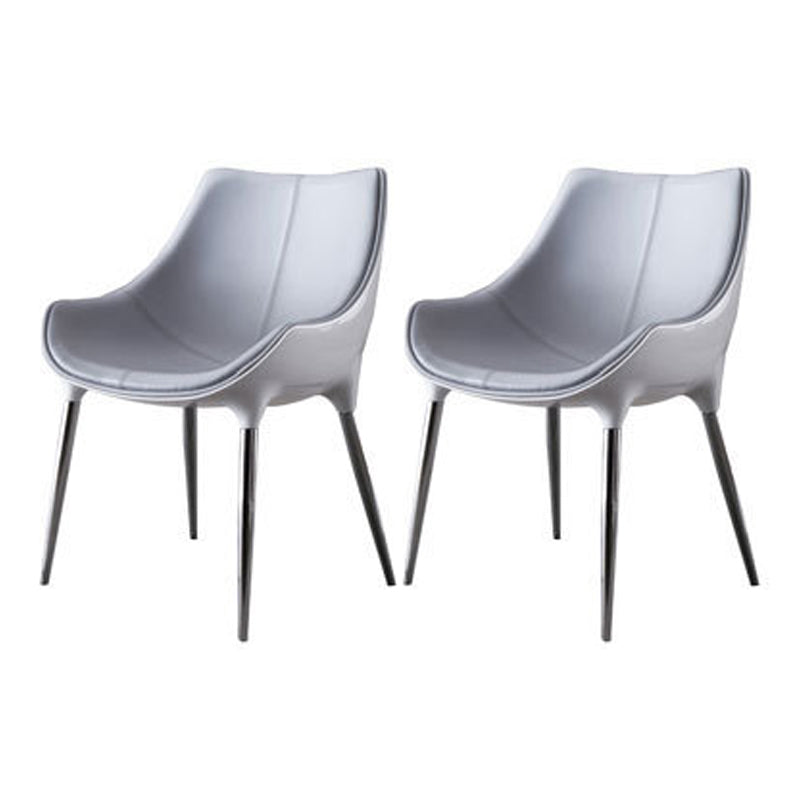 Contemporary Style Dining Chairs Kitchen Arm Side Chair with Metal Legs (Set of 2) Grey Clearhalo ' kitchen&dining_furn' 'Dining Chairs' 'Dining Tables & Seating' 'dining_chair' 'furn' 'furn_dining_chair' 'Furniture' 'furniture_dining_chair' 'Kitchen & Dining Furniture' 'kitchen' 4119023