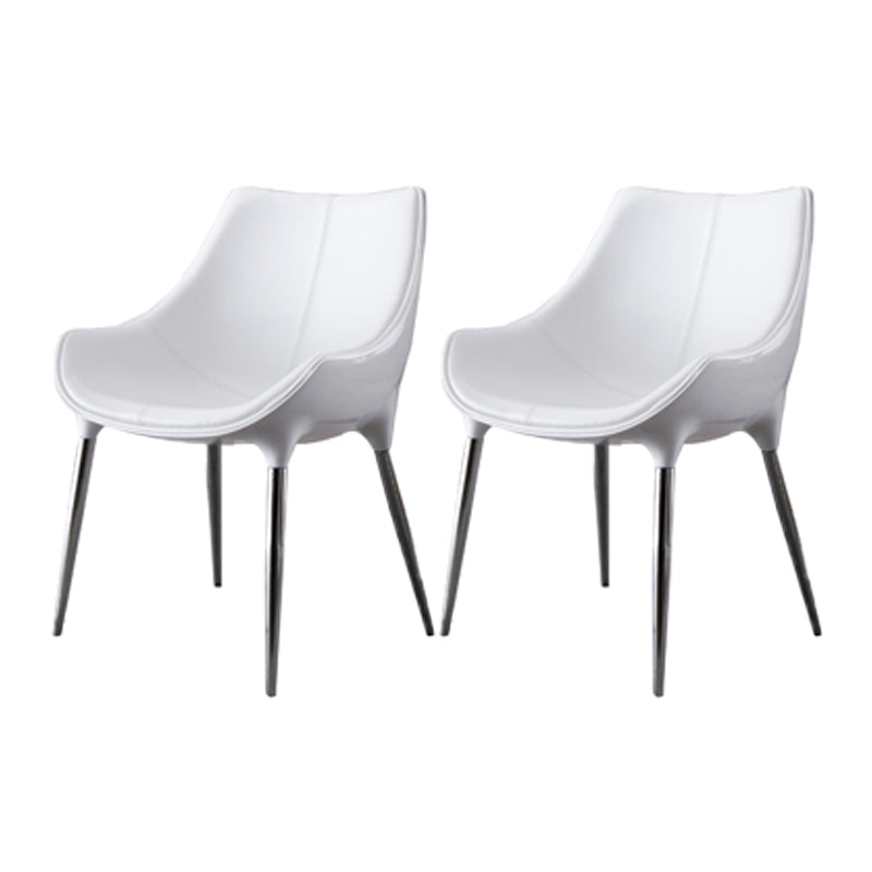 Contemporary Style Dining Chairs Kitchen Arm Side Chair with Metal Legs (Set of 2) Off-White Clearhalo ' kitchen&dining_furn' 'Dining Chairs' 'Dining Tables & Seating' 'dining_chair' 'furn' 'furn_dining_chair' 'Furniture' 'furniture_dining_chair' 'Kitchen & Dining Furniture' 'kitchen' 4119027