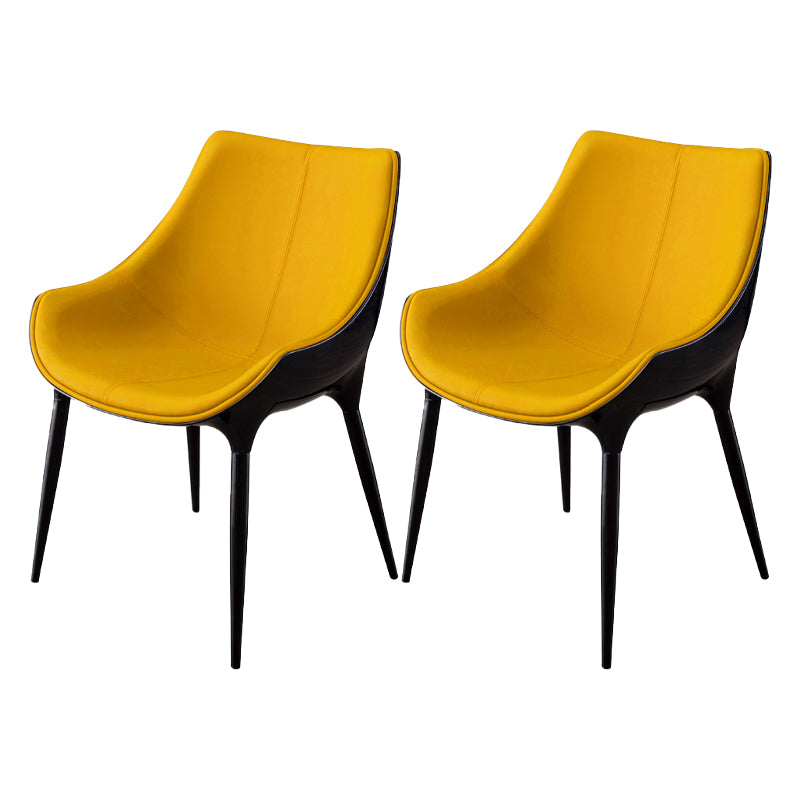 Contemporary Style Dining Chairs Kitchen Arm Side Chair with Metal Legs (Set of 2) Yellow Clearhalo ' kitchen&dining_furn' 'Dining Chairs' 'Dining Tables & Seating' 'dining_chair' 'furn' 'furn_dining_chair' 'Furniture' 'furniture_dining_chair' 'Kitchen & Dining Furniture' 'kitchen' 4119032