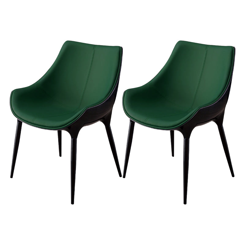 Contemporary Style Dining Chairs Kitchen Arm Side Chair with Metal Legs (Set of 2) Blackish Green Clearhalo ' kitchen&dining_furn' 'Dining Chairs' 'Dining Tables & Seating' 'dining_chair' 'furn' 'furn_dining_chair' 'Furniture' 'furniture_dining_chair' 'Kitchen & Dining Furniture' 'kitchen' 4119033