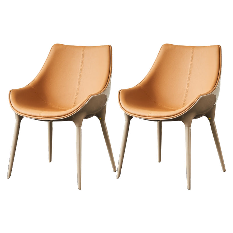 Contemporary Style Dining Chairs Kitchen Arm Side Chair with Metal Legs (Set of 2) Light Brown Clearhalo ' kitchen&dining_furn' 'Dining Chairs' 'Dining Tables & Seating' 'dining_chair' 'furn' 'furn_dining_chair' 'Furniture' 'furniture_dining_chair' 'Kitchen & Dining Furniture' 'kitchen' 4119035