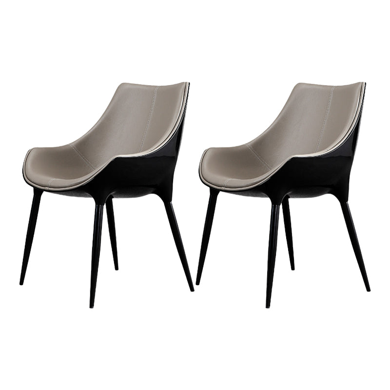 Contemporary Style Dining Chairs Kitchen Arm Side Chairs with Metal Legs (Set of 2) Grey Clearhalo ' kitchen&dining_furn' 'Dining Chairs' 'Dining Tables & Seating' 'dining_chair' 'furn' 'furn_dining_chair' 'Furniture' 'furniture_dining_chair' 'Kitchen & Dining Furniture' 'kitchen' 4119039