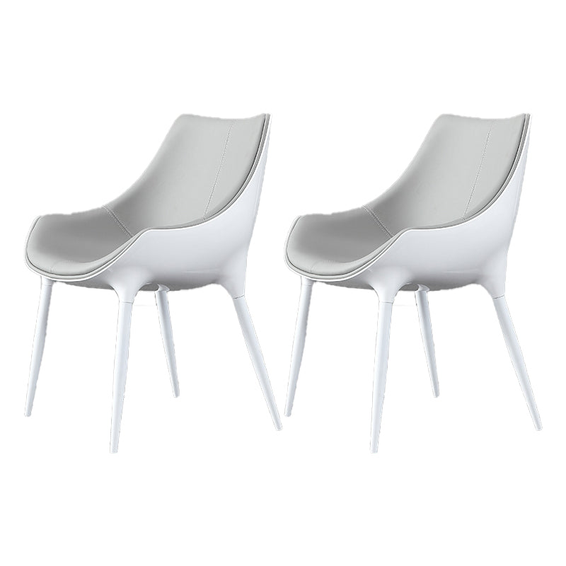 Contemporary Style Dining Chairs Kitchen Arm Side Chairs with Metal Legs (Set of 2) Light Gray Clearhalo ' kitchen&dining_furn' 'Dining Chairs' 'Dining Tables & Seating' 'dining_chair' 'furn' 'furn_dining_chair' 'Furniture' 'furniture_dining_chair' 'Kitchen & Dining Furniture' 'kitchen' 4119040