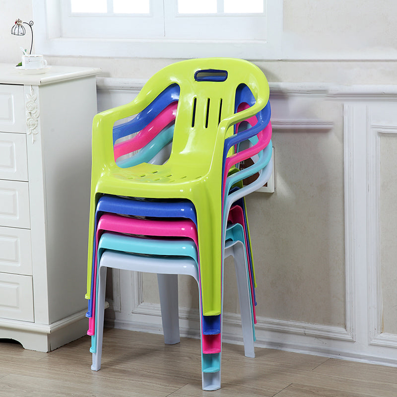 Modern Plastic Dining Arm Chairs Home Stackable Slat Back Dining Armchairs Clearhalo ' kitchen&dining_furn' 'Dining Chairs' 'Dining Tables & Seating' 'dining_chair' 'furn' 'furn_dining_chair' 'Furniture' 'furniture_dining_chair' 'Kitchen & Dining Furniture' 'kitchen' 4119089