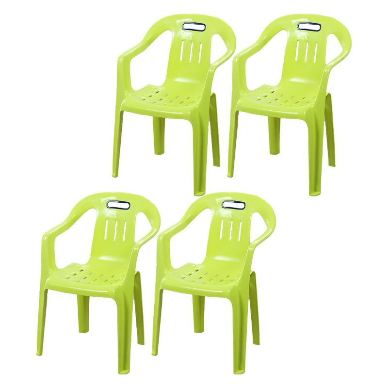 Modern Plastic Dining Arm Chairs Home Stackable Slat Back Dining Armchairs Yellow 4 Piece Set Clearhalo ' kitchen&dining_furn' 'Dining Chairs' 'Dining Tables & Seating' 'dining_chair' 'furn' 'furn_dining_chair' 'Furniture' 'furniture_dining_chair' 'Kitchen & Dining Furniture' 'kitchen' 4119090