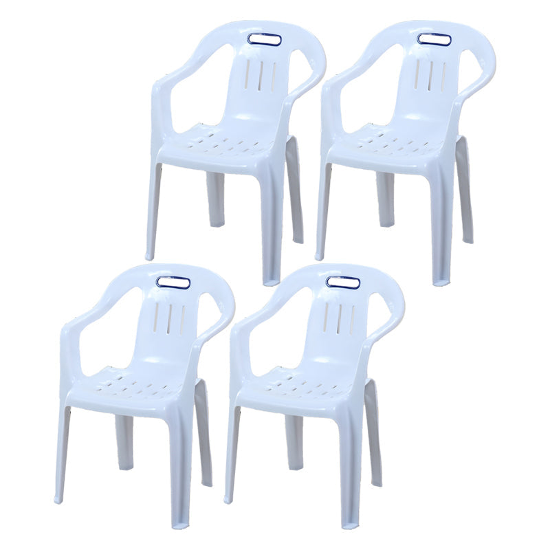Modern Plastic Dining Arm Chairs Home Stackable Slat Back Dining Armchairs White 4 Piece Set Clearhalo ' kitchen&dining_furn' 'Dining Chairs' 'Dining Tables & Seating' 'dining_chair' 'furn' 'furn_dining_chair' 'Furniture' 'furniture_dining_chair' 'Kitchen & Dining Furniture' 'kitchen' 4119095