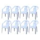 Modern Plastic Dining Arm Chairs Home Stackable Slat Back Dining Armchairs White 8 Piece Set Clearhalo ' kitchen&dining_furn' 'Dining Chairs' 'Dining Tables & Seating' 'dining_chair' 'furn' 'furn_dining_chair' 'Furniture' 'furniture_dining_chair' 'Kitchen & Dining Furniture' 'kitchen' 4119096