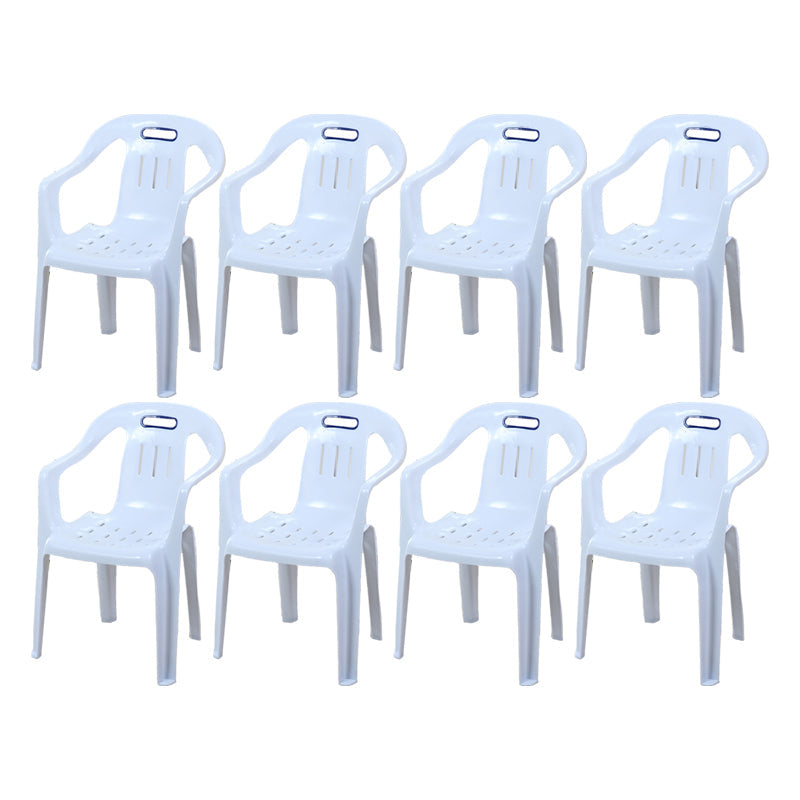 Modern Plastic Dining Arm Chairs Home Stackable Slat Back Dining Armchairs White 8 Piece Set Clearhalo ' kitchen&dining_furn' 'Dining Chairs' 'Dining Tables & Seating' 'dining_chair' 'furn' 'furn_dining_chair' 'Furniture' 'furniture_dining_chair' 'Kitchen & Dining Furniture' 'kitchen' 4119096
