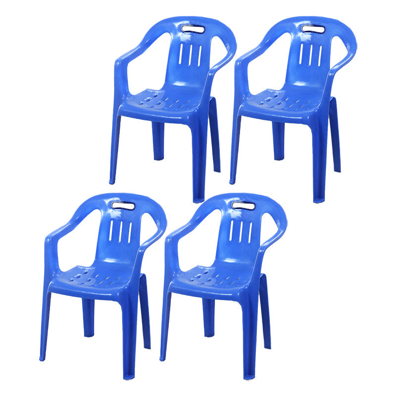 Modern Plastic Dining Arm Chairs Home Stackable Slat Back Dining Armchairs Dark Blue 4 Piece Set Clearhalo ' kitchen&dining_furn' 'Dining Chairs' 'Dining Tables & Seating' 'dining_chair' 'furn' 'furn_dining_chair' 'Furniture' 'furniture_dining_chair' 'Kitchen & Dining Furniture' 'kitchen' 4119098