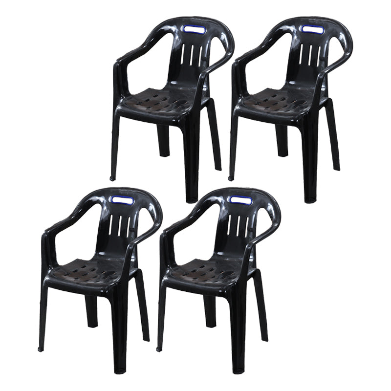 Modern Plastic Dining Arm Chairs Home Stackable Slat Back Dining Armchairs Black 4 Piece Set Clearhalo ' kitchen&dining_furn' 'Dining Chairs' 'Dining Tables & Seating' 'dining_chair' 'furn' 'furn_dining_chair' 'Furniture' 'furniture_dining_chair' 'Kitchen & Dining Furniture' 'kitchen' 4119102