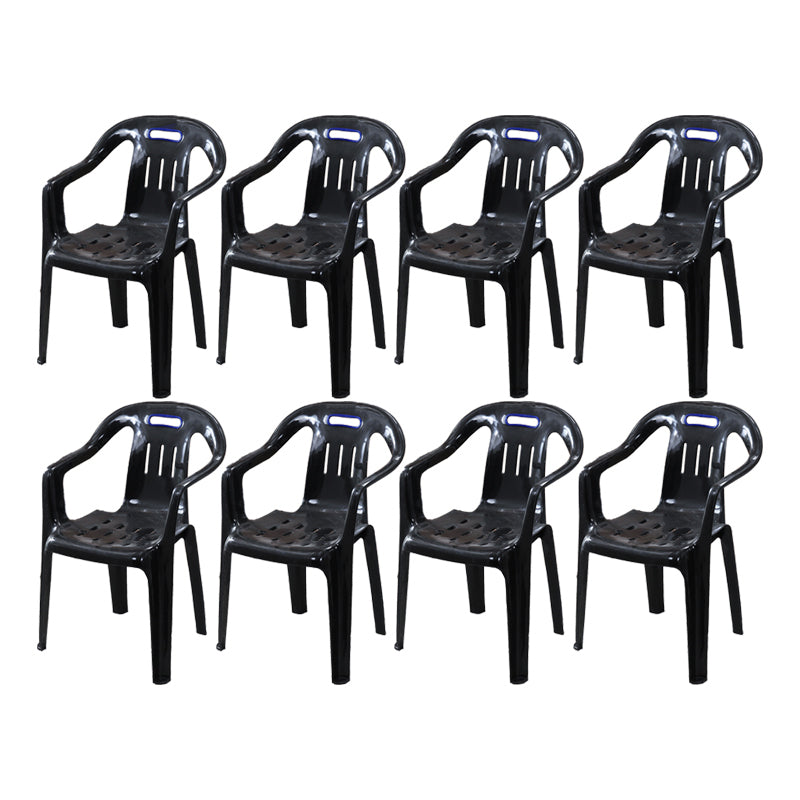 Modern Plastic Dining Arm Chairs Home Stackable Slat Back Dining Armchairs Black 8 Piece Set Clearhalo ' kitchen&dining_furn' 'Dining Chairs' 'Dining Tables & Seating' 'dining_chair' 'furn' 'furn_dining_chair' 'Furniture' 'furniture_dining_chair' 'Kitchen & Dining Furniture' 'kitchen' 4119104