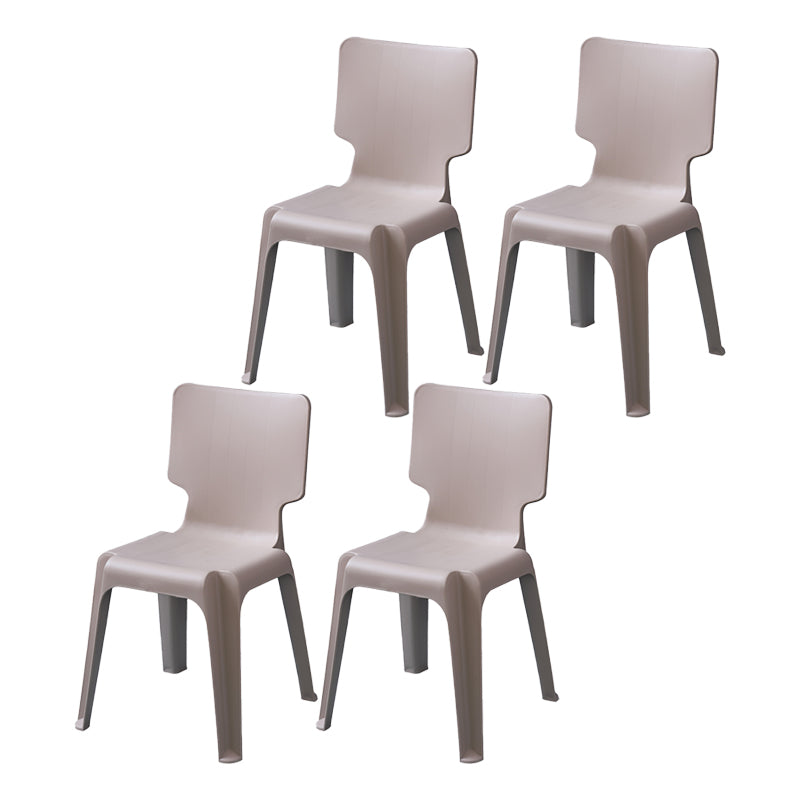 Scandinavian Armless Dining Chair Plastic Stackable Dining Side Chairs Coffee 4 Piece Set Clearhalo ' kitchen&dining_furn' 'Dining Chairs' 'Dining Tables & Seating' 'dining_chair' 'furn' 'furn_dining_chair' 'Furniture' 'furniture_dining_chair' 'Kitchen & Dining Furniture' 'kitchen' 4119133