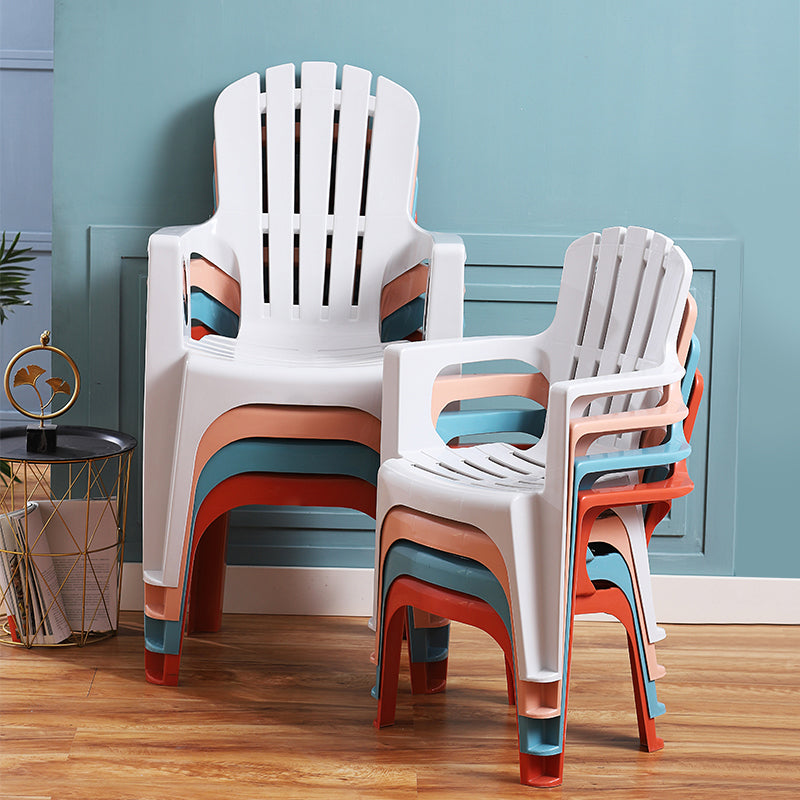 Modern Plastic Dining Arm Chairs Indoor Stackable Slat Back Dining Armchairs Clearhalo ' kitchen&dining_furn' 'Dining Chairs' 'Dining Tables & Seating' 'dining_chair' 'furn' 'furn_dining_chair' 'Furniture' 'furniture_dining_chair' 'Kitchen & Dining Furniture' 'kitchen' 4119163