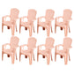 Modern Plastic Dining Arm Chairs Indoor Stackable Slat Back Dining Armchairs Pink 8 Piece Set Clearhalo ' kitchen&dining_furn' 'Dining Chairs' 'Dining Tables & Seating' 'dining_chair' 'furn' 'furn_dining_chair' 'Furniture' 'furniture_dining_chair' 'Kitchen & Dining Furniture' 'kitchen' 4119165