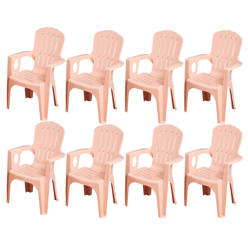 Modern Plastic Dining Arm Chairs Indoor Stackable Slat Back Dining Armchairs Pink 8 Piece Set Clearhalo ' kitchen&dining_furn' 'Dining Chairs' 'Dining Tables & Seating' 'dining_chair' 'furn' 'furn_dining_chair' 'Furniture' 'furniture_dining_chair' 'Kitchen & Dining Furniture' 'kitchen' 4119165