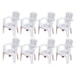 Modern Plastic Dining Arm Chairs Indoor Stackable Slat Back Dining Armchairs White 8 Piece Set Clearhalo ' kitchen&dining_furn' 'Dining Chairs' 'Dining Tables & Seating' 'dining_chair' 'furn' 'furn_dining_chair' 'Furniture' 'furniture_dining_chair' 'Kitchen & Dining Furniture' 'kitchen' 4119173