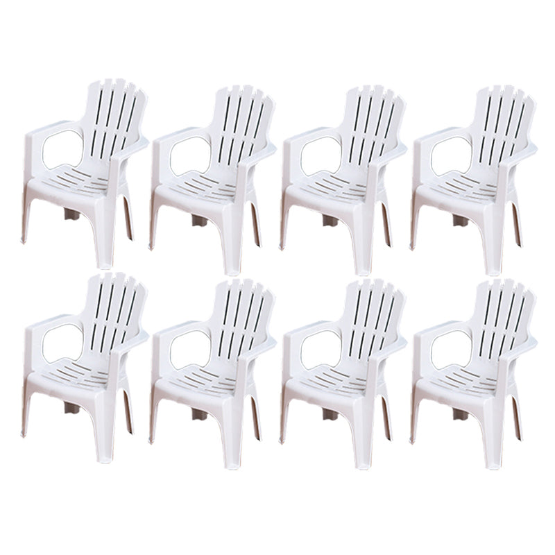 Modern Plastic Dining Arm Chairs Indoor Stackable Slat Back Dining Armchairs White 8 Piece Set Clearhalo ' kitchen&dining_furn' 'Dining Chairs' 'Dining Tables & Seating' 'dining_chair' 'furn' 'furn_dining_chair' 'Furniture' 'furniture_dining_chair' 'Kitchen & Dining Furniture' 'kitchen' 4119173