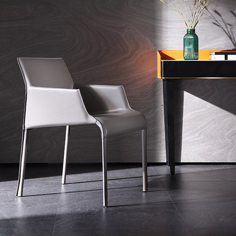 Modern Design Leather Chair Kitchen Solid Back Single Dining Arm Chair Clearhalo ' kitchen&dining_furn' 'Dining Chairs' 'Dining Tables & Seating' 'dining_chair' 'furn' 'furn_dining_chair' 'Furniture' 'furniture_dining_chair' 'Kitchen & Dining Furniture' 'kitchen' 4119207